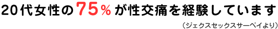 20代女性の75%が性交痛を経験しています